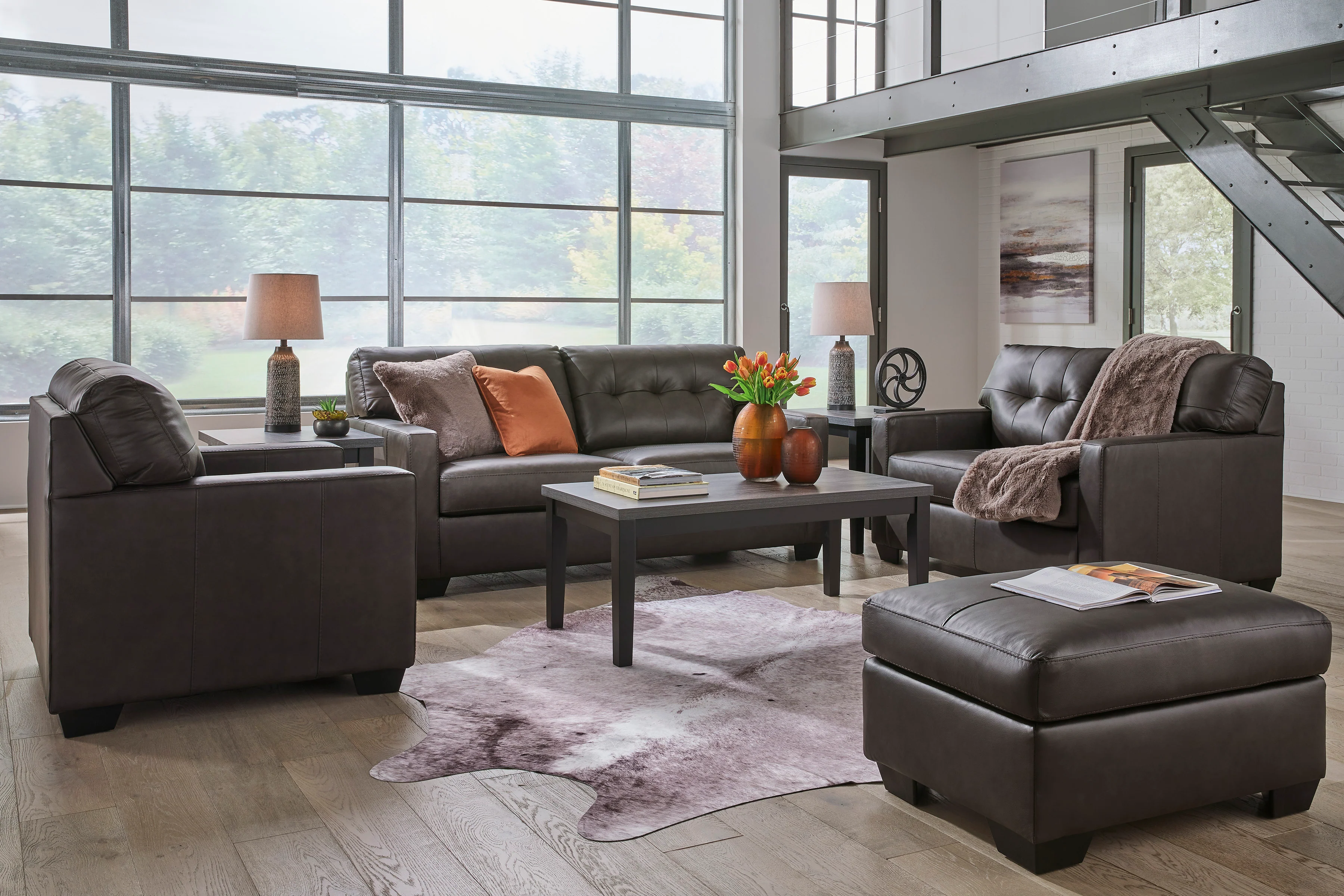 Belize 74" Brown Leather Match Sofa - Image 6