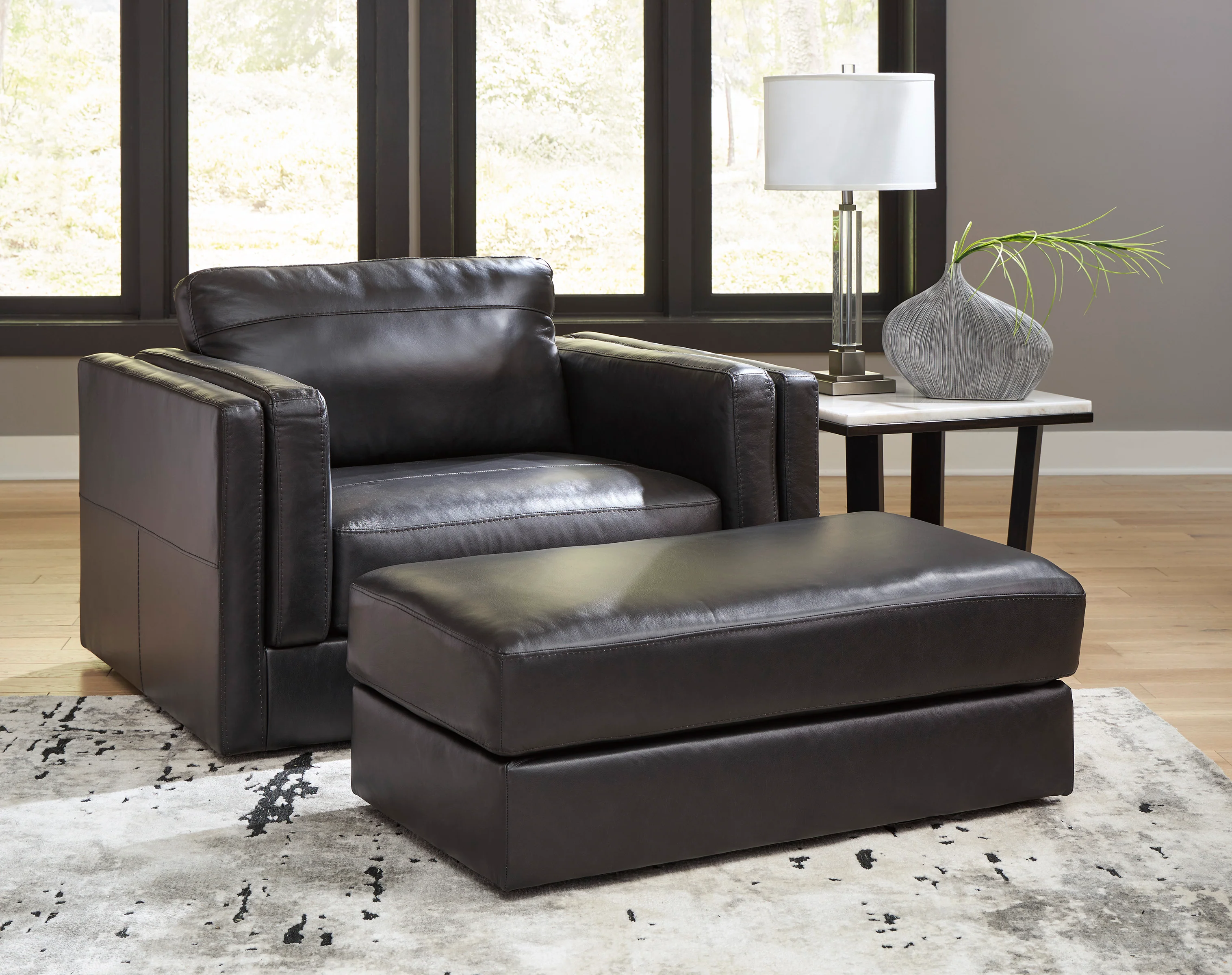 Mood 100% Leather Like 96" Contemporary Sofa - Image 3