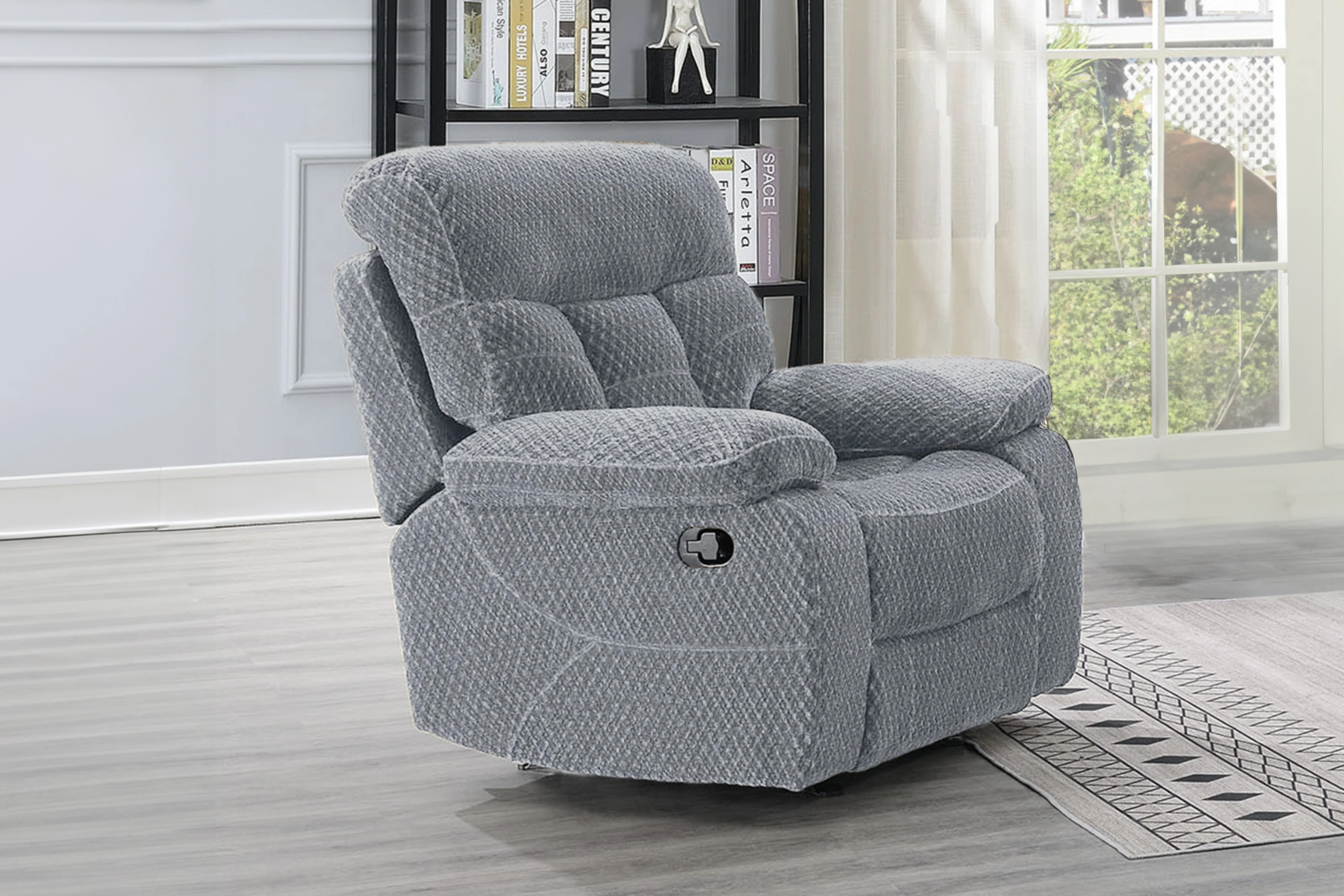 ROMAN MOTION SOFA W/ DUAL RECLINERS-STONE - Image 8