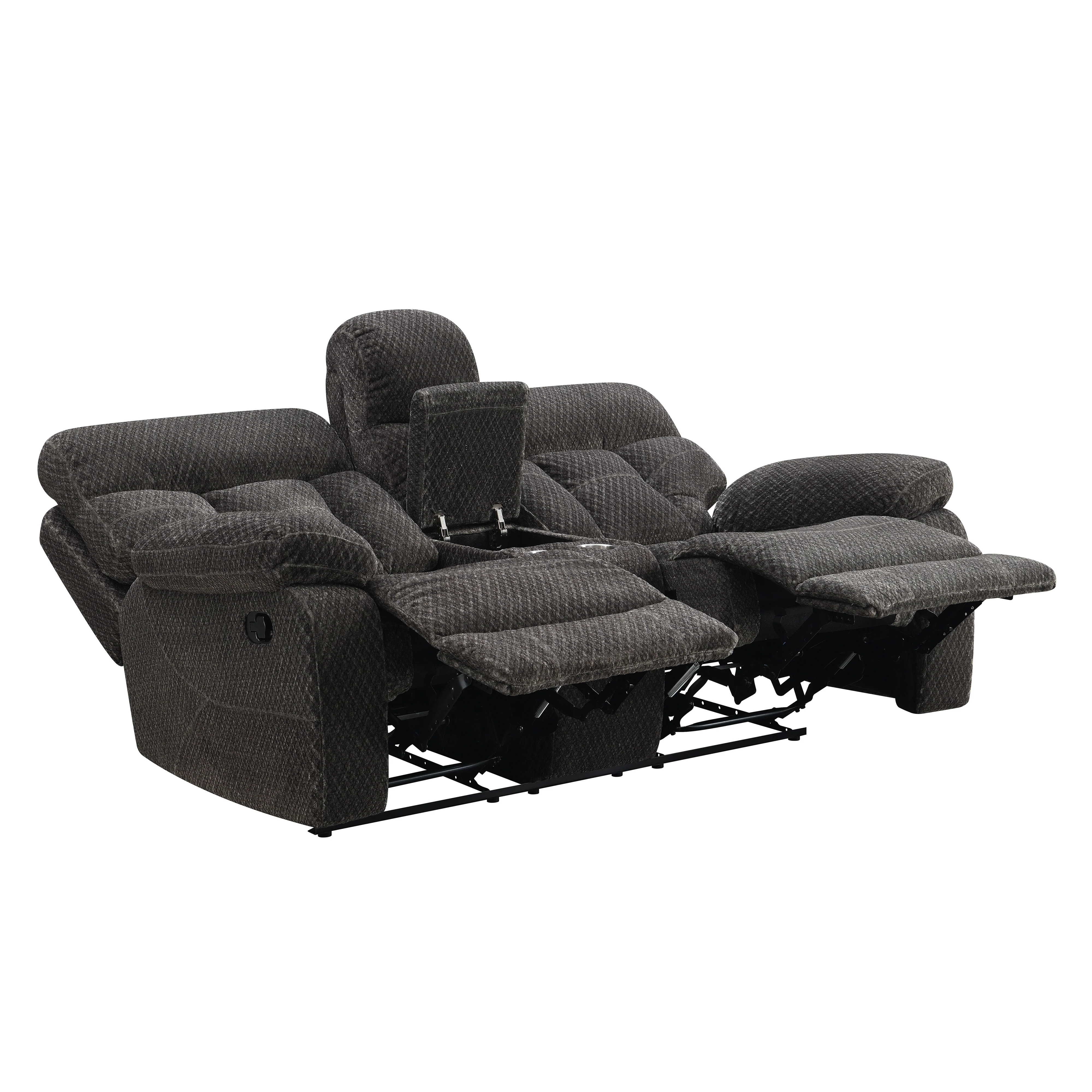 ROMAN MOTION SOFA W/ DUAL RECLINERS-CHARCOAL - Image 3