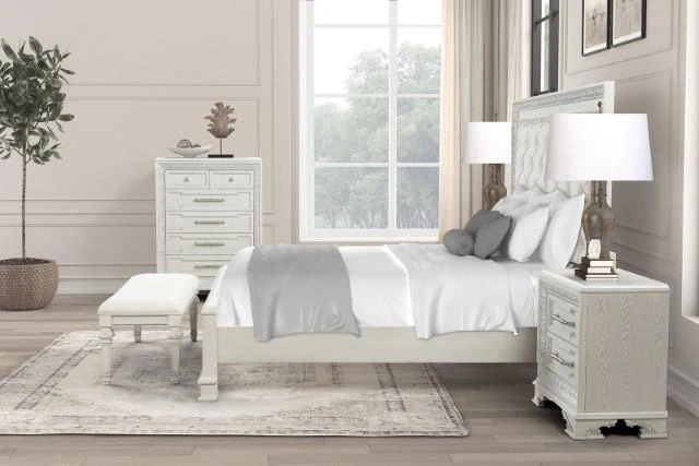 Stella Mia 4 Pc 5 Pc Queen Bedroom Set White - Image 13